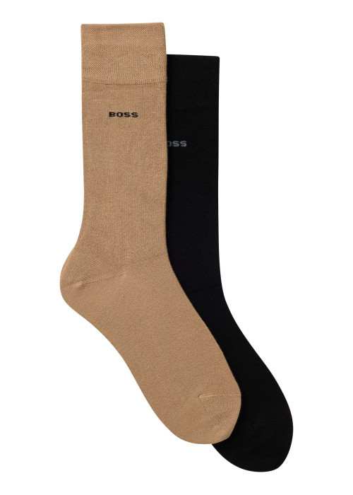 Lot de 2 paires de chaussettes hautes en coton mélangé bicolore unies