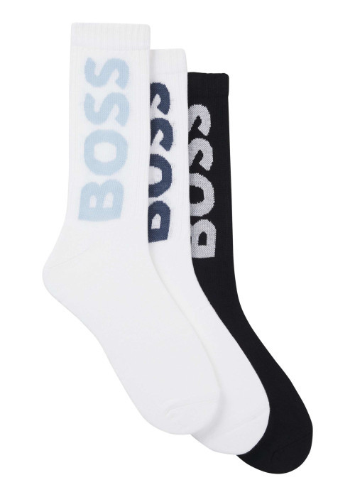 Lot de 3 paires de chaussettes hautes en coton mélangé bicolores unies
