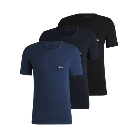 Lot de 3 t-shirts en coton tricolore unis avec...