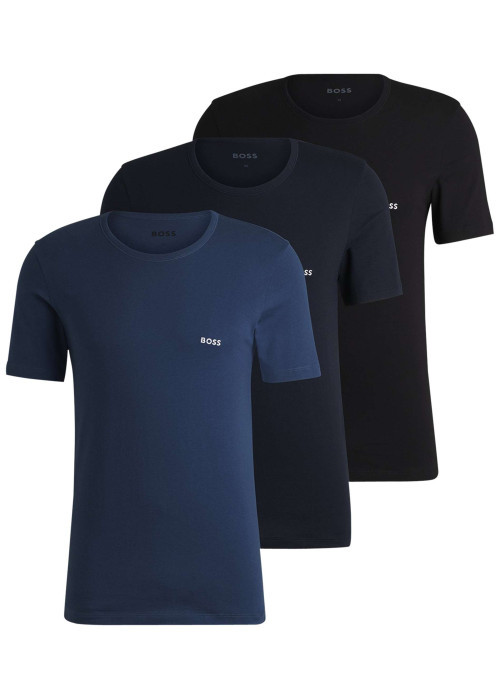 Lot de 3 t-shirts en coton tricolore unis avec une coupe près du corps