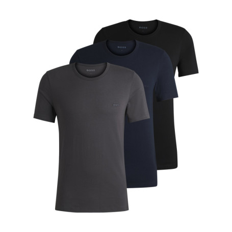 Lot de 3 t-shirts en coton tricolore unis avec...