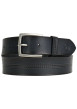 Thumbnail Ceinture en cuir de vache noire unie avec des surpiqûres apparentes