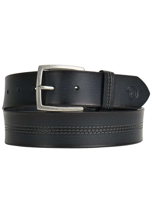 Ceinture en cuir de vache noire unie avec des surpiqûres apparentes