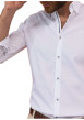 Thumbnail Chemise en coton blanche unie avec une coupe slim fit et des manches à pression - Image 5