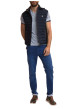 Thumbnail Doudoune sans manches à capuche en coton mélangé bleue marine à coupe slim fit - Image 4