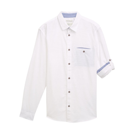 Chemise en coton blanche chinée avec une coupe...