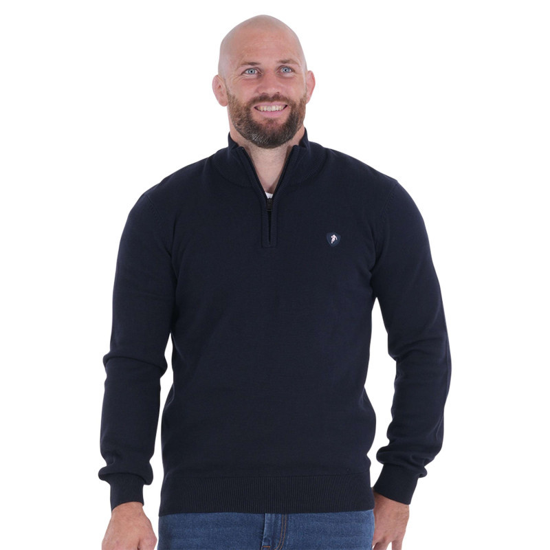 Ruckfield - Sweat Zippé En Coton Mélangé Marine Uni Avec Une Coupe Droite - Marine Ruckfield - Sweat Zippé En Coton Mélangé Marine Uni Avec Une Coupe Droite - Marine