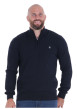 Thumbnail Sweat zippé en coton mélangé marine uni avec une coupe droite
