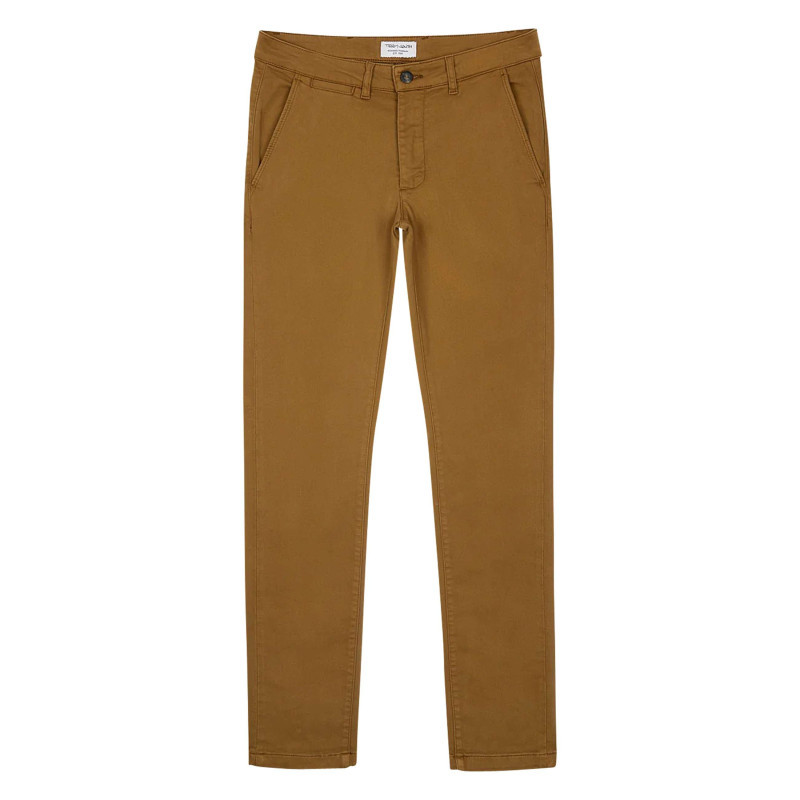 Teddy Smith - Chino En Coton Mélangé Camel Uni Avec Une Coupe Droite Et Des Passants - Camel Teddy Smith - Chino En Coton Mélangé Camel Uni Avec Une Coupe Droite Et Des Passants - Camel
