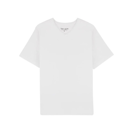 T-shirt en coton blanc uni avec une coupe...