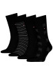 Thumbnail Lot de 4 paires de chaussettes hautes en coton mélangé noires rayées