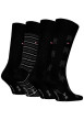 Thumbnail Lot de 4 paires de chaussettes hautes en coton mélangé noires rayées - Image 2