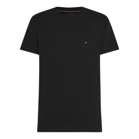 T-shirt en coton régénératif noir uni droit à...