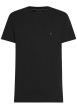 Thumbnail T-shirt en coton régénératif noir uni droit à col rond avec logo brodé