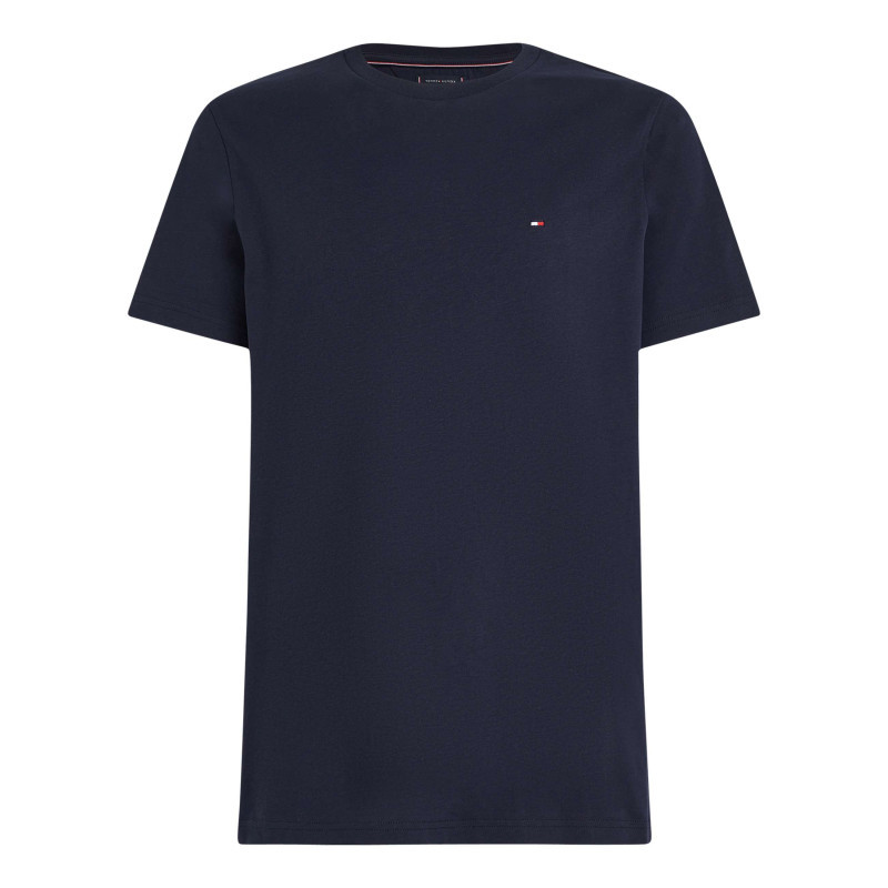 Tommy Hilfiger - T-shirt En Coton Régénératif Marine Uni Droit à Col Rond Et Logo - Marine Tommy Hilfiger - T-shirt En Coton Régénératif Marine Uni Droit à Col Rond Et Logo - Marine
