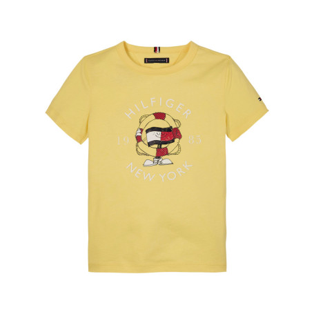 T-shirt en coton régénératif jaune uni droit à...