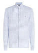 Thumbnail Chemise en lin ciel vichy à coupe droite, col américain et manches longues