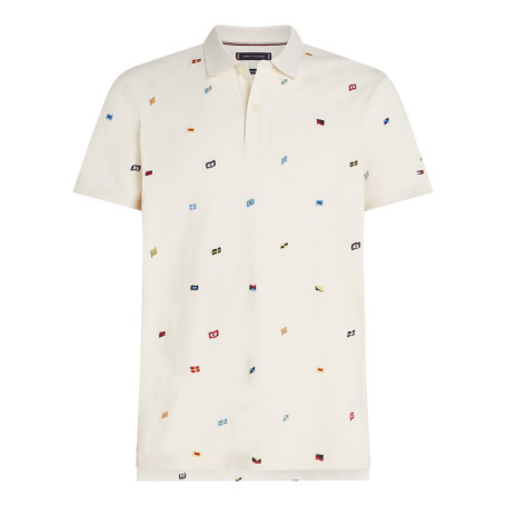 Polo en coton biologique noir à imprimé...