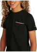 Thumbnail T-shirt en coton régénératif noir uni à coupe droite, col rond et logo - Image 3