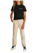 Thumbnail T-shirt en coton régénératif noir uni à coupe droite, col rond et logo - Image 4