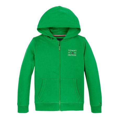 Sweat zippé en coton mélangé vert uni droit...