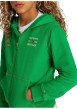 Thumbnail Sweat zippé en coton mélangé vert uni droit avec un col à capuche et zippé - Image 3