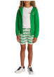 Thumbnail Sweat zippé en coton mélangé vert uni droit avec un col à capuche et zippé - Image 4