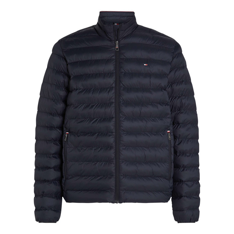 Tommy Hilfiger - Doudoune Marine Unie Droite à Col Montant Avec Fermeture Zip Et Poches Zippées - Marine Tommy Hilfiger - Doudoune Marine Unie Droite à Col Montant Avec Fermeture Zip Et Poches Zippées - Marine