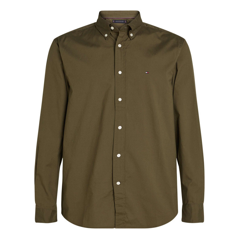 Tommy Hilfiger - Chemise En Coton Ciel Unie à Coupe Droite, Col Américain Et Boutons Blancs - Ciel