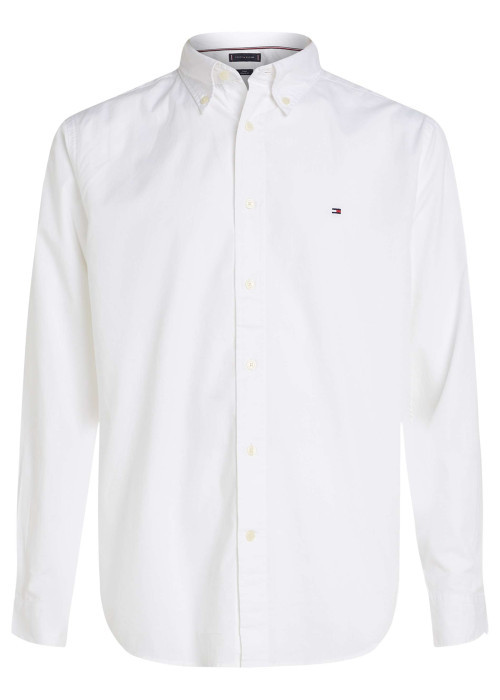 Chemise en coton blanche unie avec une coupe droite et un col américain