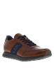 Thumbnail Sneakers en cuir cognac à semelle grise avec lacets plats bleus - Image 3