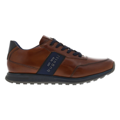 Sneakers en cuir cognac à semelle grise avec...