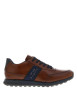 Thumbnail Sneakers en cuir cognac à semelle grise avec lacets plats bleus