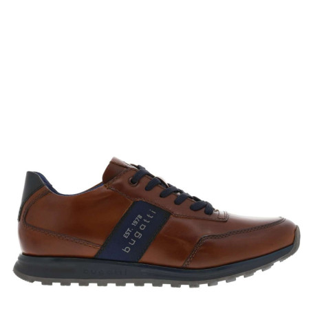 Sneakers en cuir cognac à semelle grise avec...