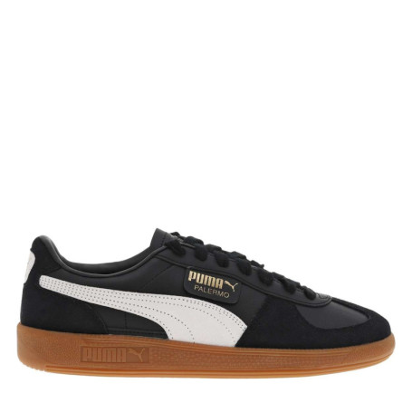 Tennis en cuir noires à semelle marron avec...