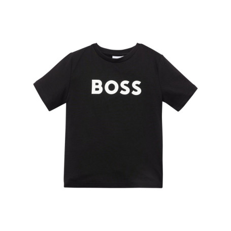 T-shirt manches courtes noir en coton à coupe...