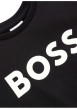 Thumbnail T-shirt manches courtes noir en coton à coupe droite avec logo blanc et col rond - Image 3