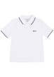 Thumbnail Polo en coton blanc en maille piquée à coupe droite avec logo bleu marine