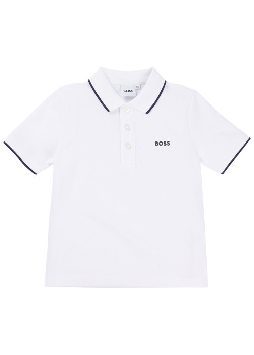 Polo en coton blanc en maille piquée à coupe...