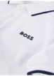 Thumbnail Polo en coton blanc en maille piquée à coupe droite avec logo bleu marine - Image 3