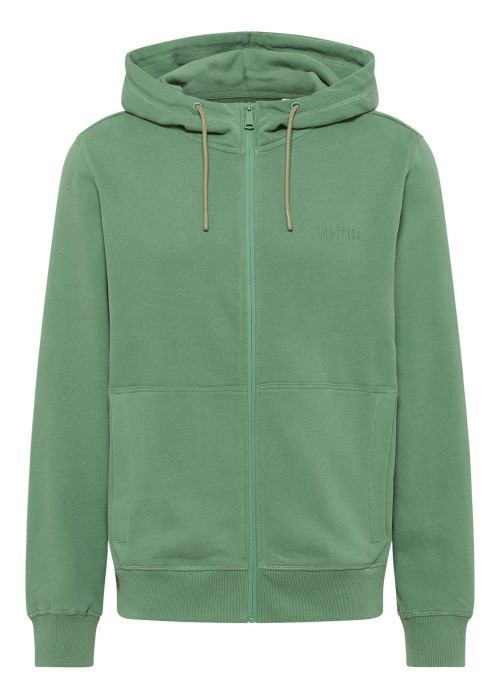 Sweat zippé Brighton en coton vert uni à coupe droite et à capuche avec cordon