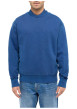 Thumbnail Sweat Auburn en coton bleu uni à coupe droite, col rond et bord-côte - Image 4
