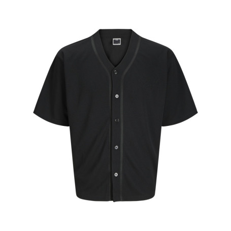 T-shirt noir uni avec une coupe droite à col v...