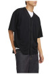 Thumbnail T-shirt noir uni avec une coupe droite à col v et des manches courtes - Image 4