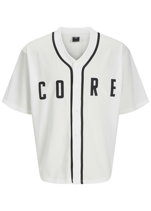 T-shirt blanc uni avec une coupe droite à col v et des manches courtes