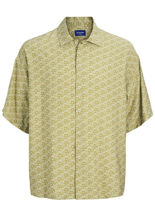 Chemise tilleul imprimé avec une coupe droite à col français