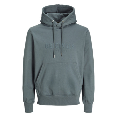 Sweat à capuche en coton mélangé bleu uni avec...