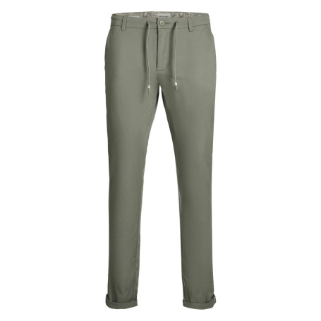 Chino en coton kaki uni avec une coupe droite...