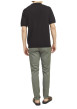 Thumbnail Chino en coton kaki uni avec une coupe droite et des passants pour ceinture - Image 4