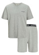 Thumbnail Pyjama court gris uni avec une coupe droite et une taille élastiquée